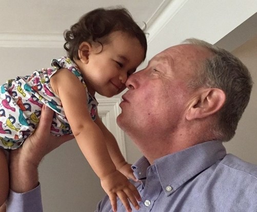 Tom with granddaughter Elodie on her 1st birthday