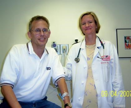 This is a picture of Bob with his oncologist, Dr. Naomi Haas.