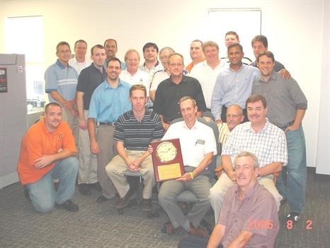 This is a picture taken at Bob's work.  Bob is standing to the left in a light blue shirt.