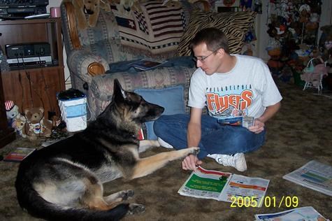 Bob with our beloved dog, Lance who passed away 5 mons after Bob.