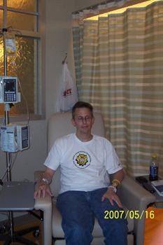Bob receiving an infusion at Fox Chase Cancer Center,