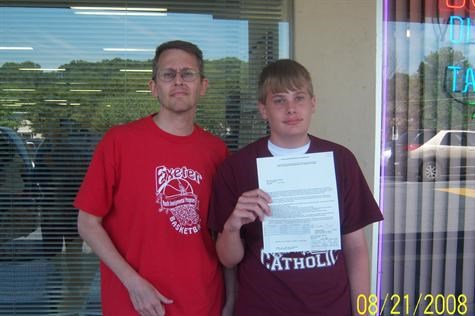 Bob with Matt as he received his driving learner's permit