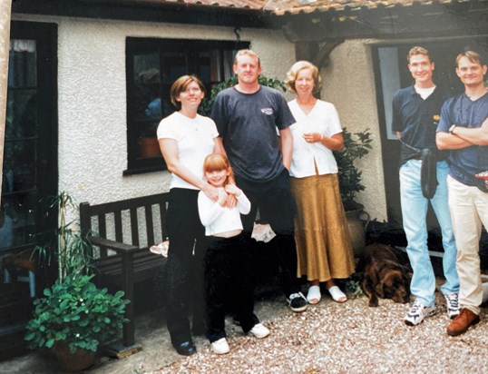 Mum with Rich,Jac and Harri along with the Swiss boys at Heathbeam Cottage