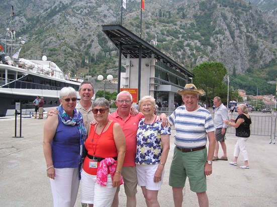 Dennis, Barbara, Clive, Jean,Ken & Carol in Kotor Montenegro. Great times.