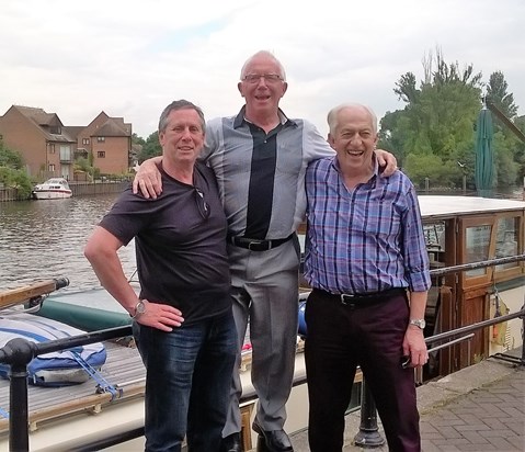 Den standing tall by the Thames at Windsor with Clive Maunder and Ken Hollingsworth.