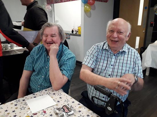 Saxon Court's 1st Birthday  smiles and cake all round. Miss you Frank...gone but not forgotten...hope you're smiling in the sky!