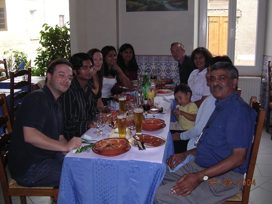 One of the many dinners/lunches together in France (2004)