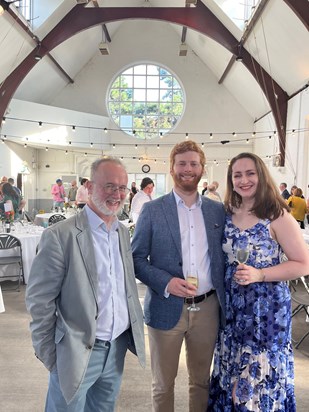 Dad with Olivia and Connor at cousin Richard’s wedding, July 2024