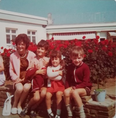 Diane with her three children, from the left, Andrew, Cindy and Richard 1973