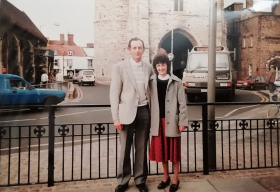 Diane and Eddie on one of their many holidays, Canterbury 1988