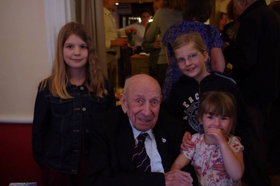 Bill Kiss with his Great Grandaughters:  Katie,Emily and Georgie
