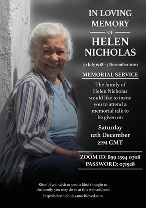 Memorial of Helen Nicholas