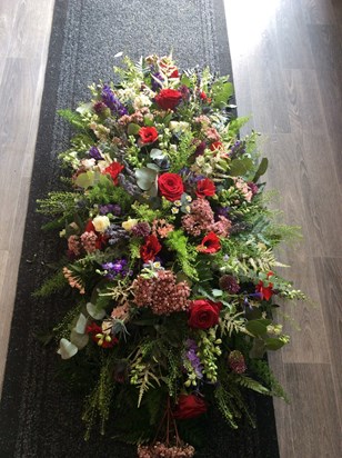 Funeral flowers- sad day but happy memories.