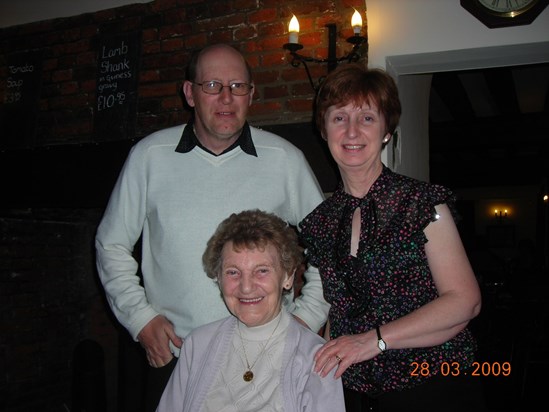 mum, me and Kelvin  at my birthday meal.