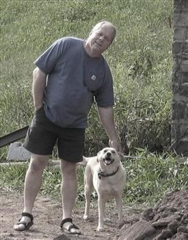 with his faithful dog, rylee
