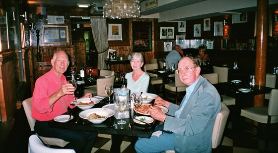 Bernard, Brenda and Klaus enjoying an italian meal at the Roker Hotel in Sunderland