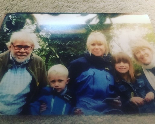 Dad, Stan, Sally, Millie and Ruth. Just one of our many trips to Pensthorpe, taken in the woods on our walk. A trip to Pensthorpe was my absolute favourite thing to do. Sally