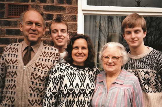Maurice, Nigel, Heather, Peggy (Heather's mum), Tristan at Foxwood Close