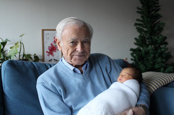 Grandpop meeting his great-granddaughter for the first time