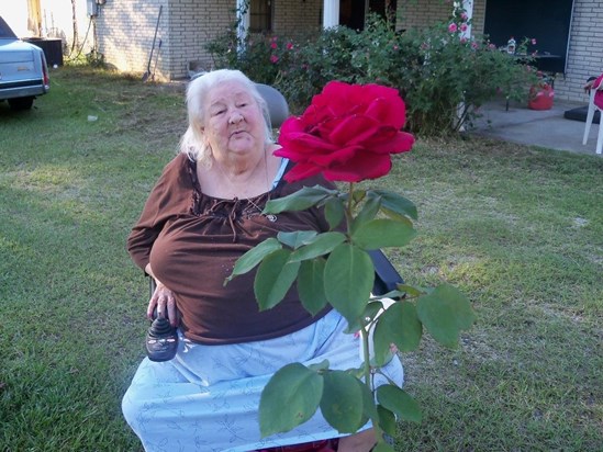 Mom and her roses