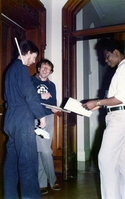 Andrew practicing a skit at All Nations Christian College (1980)