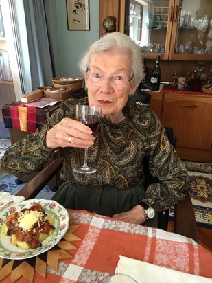 Toasting her 83rd birthday - March 2020