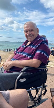 Grampy in his favourite place in the world, by the sea in Weymouth 🌊 