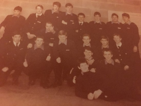 Robby top row 3rd from right. X class Gravesend sea training school. 1980