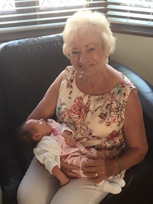 Such a proud day. Mavis meeting her new great granddaughter Olivia Rose.  July 2015