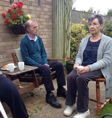 Reuniting with a cuppa in garden ❤️