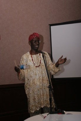 Uncle Ekpo speaking at our wedding. Everyone loved his speech! :-)