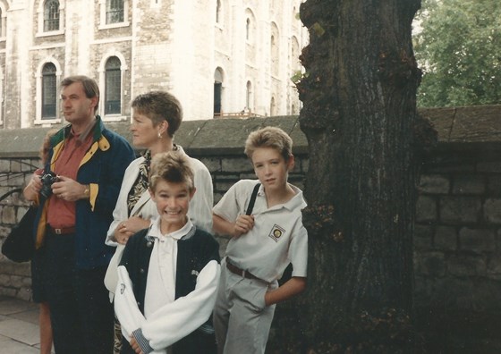 Roger and family outside the town of London