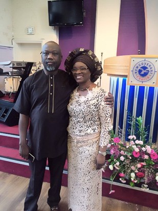 Dr Femi & His Wife Enitan Idowu at their Wedding anniversary thanksgiving service 