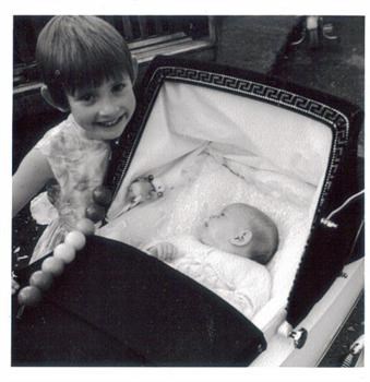 Gill in pram with Andrea 1966