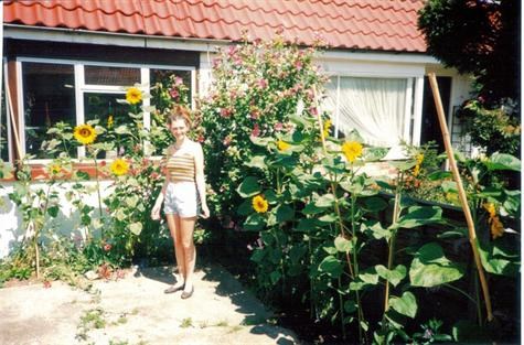 Gill at the Alders with her sunflowers