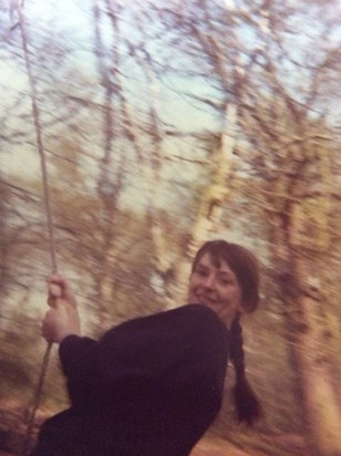 Gill on a rope swing in Delamere Forest.  Thanks for all the fun we had! Jan Wenlock xx
