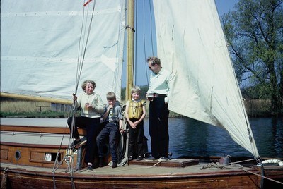 Ray, Peter, Barbie and Mike on the Norfolk Broads