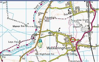 Map showing location of Manor Farm, Walkeringham. 