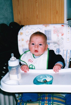 Josh in highchair Jan 02 