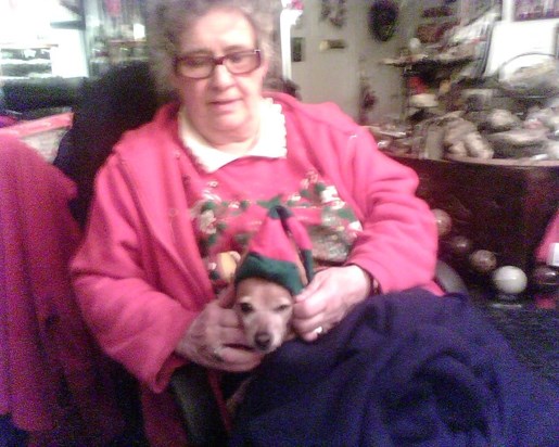 grandma and her christmas dog