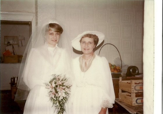Daphne with her youngest daughter Jan on her wedding day.