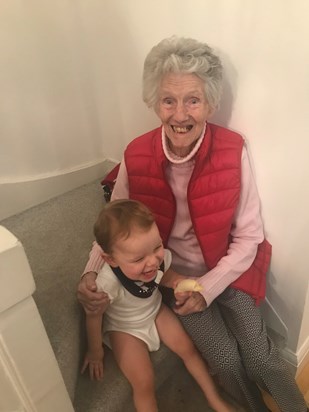 Belly laughing with his Great Granny xx