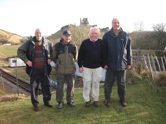Bob, Ron, Pete and John at Corfe Castle. 