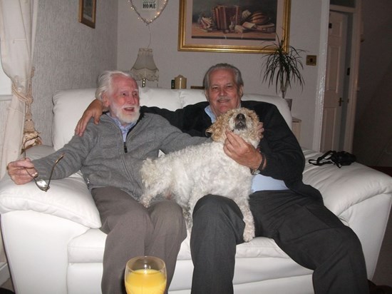 Dad with his dog Prince and brother Ernie.
