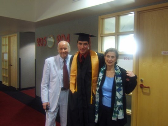 Marty with his son, Jared, and Gloria, after Jared graduated from college