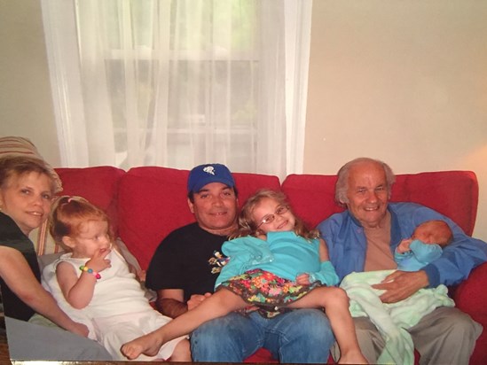 Marty with his daughter, Mara; granddaughters Emma and Julia; and son-in-law, Tom