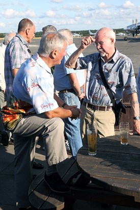 Having a beer with friends.The 'Old Manns Club' gathering in August 2014.