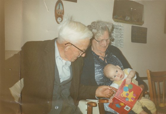 12 months old with great gran and grandad