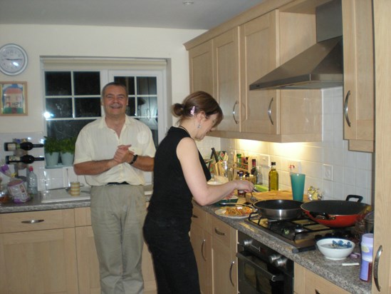 Simon in his element - Jeannette at the stove AGAIN!!