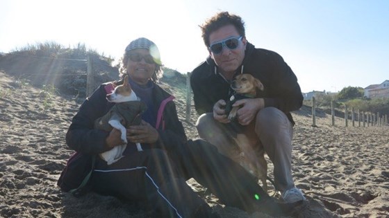 Karl & Veronika with Russell & Trudy (SF Baker Beach winter 2015-16)